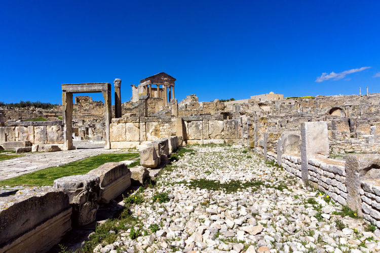 Old ruins against blue sky