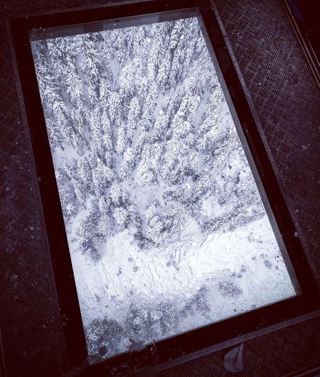 Close-up of snow on window