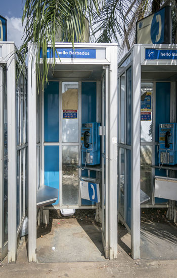 Open telephone boxes in bridgetown, barbados