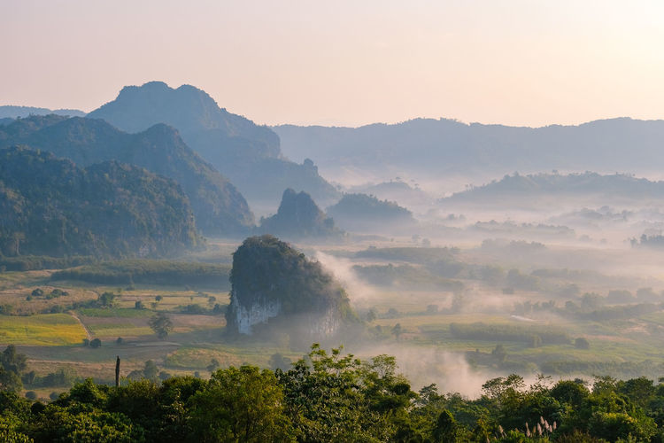 Scenic view of mountains against sky
