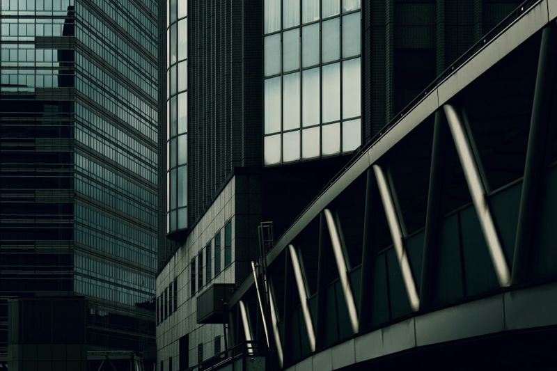 Low angle view of modern building in city