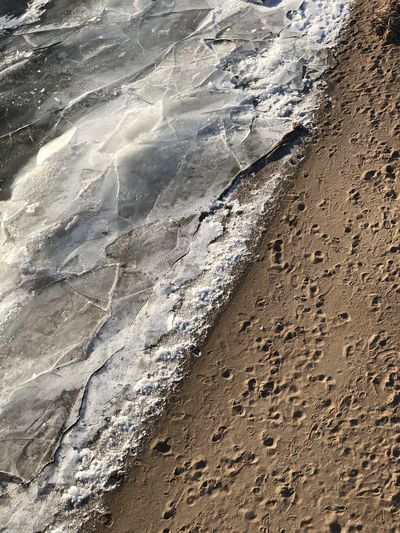 Close-up of frozen shore
