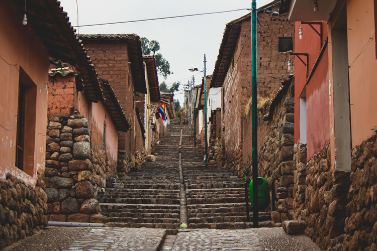 Stairs in the middle of street in chinchero