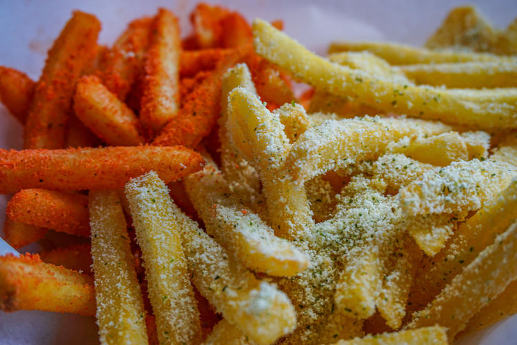 Close-up of fries on barbecue grill