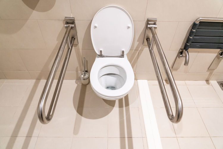 High angle view of toilet in bathroom