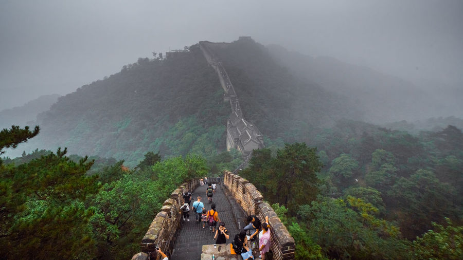 People walking on great wall of china