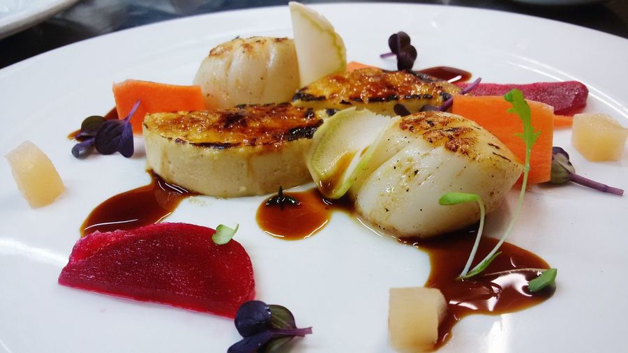 Close-up of food served in plate