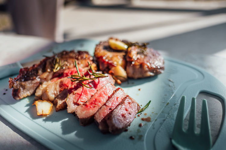 Close-up of food in plate on table