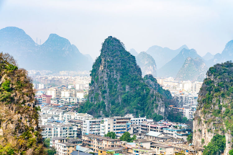 An aerial view of guilin city, guangxi province, china