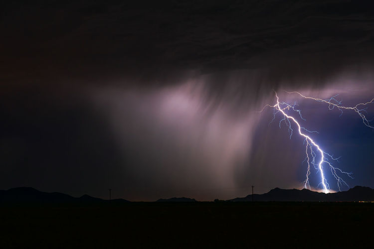 Panoramic view of lightning in sky at night