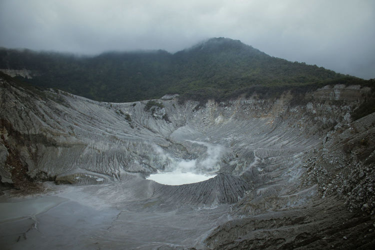 Tangkuban perahu mountain crater surface. tangkuban perahu mountain