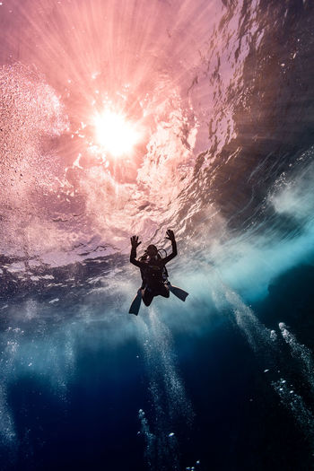 Person swimming in sea