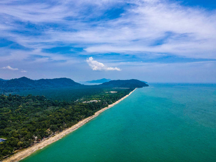 Scenic view of bay against sky