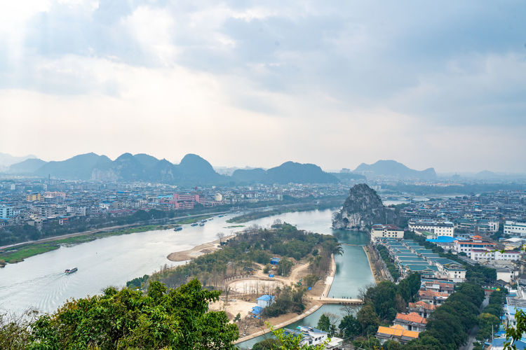 The mountains and cities of guilin, guangxi province, china