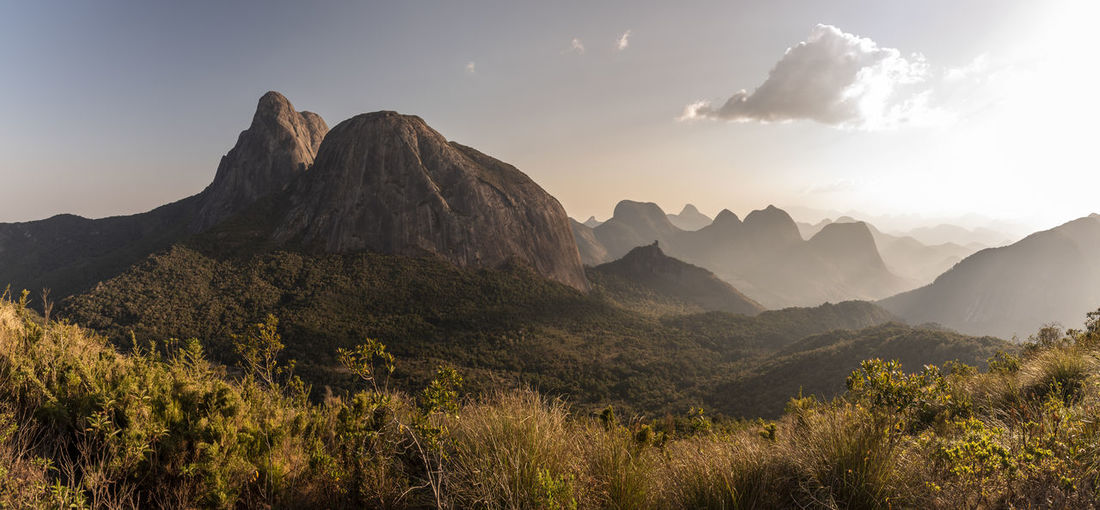 Beautiful view to big rocky peak and other mountains on the rainforest