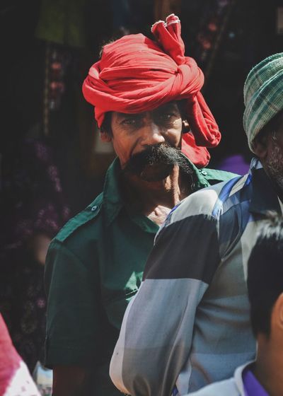 Portrait of man wearing turban