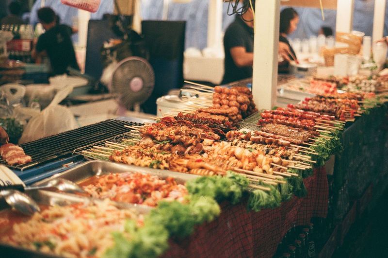 Food for sale at market stall
