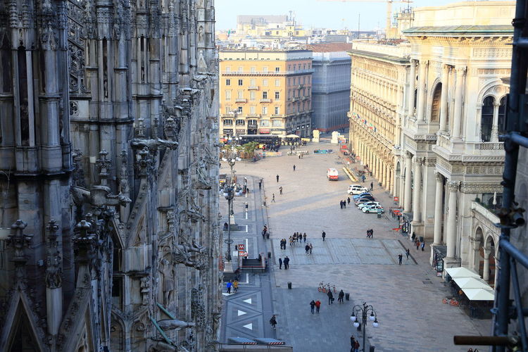 Panoramic view of people in city