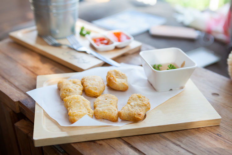 Close-up of food on table