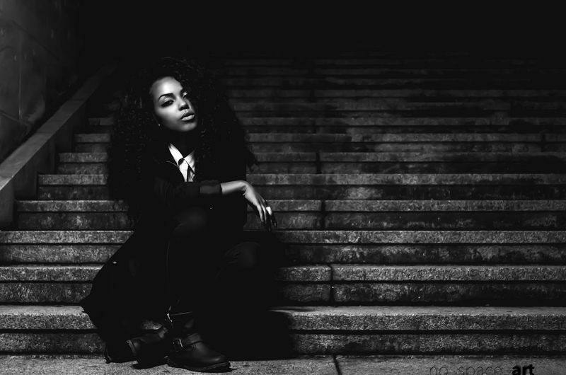 Full length of woman on steps
