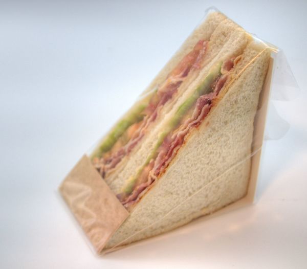 Close-up of food sandwich in wrapper 