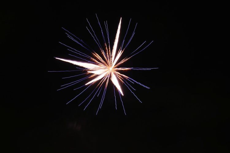 Low angle view of firework display in sky at night