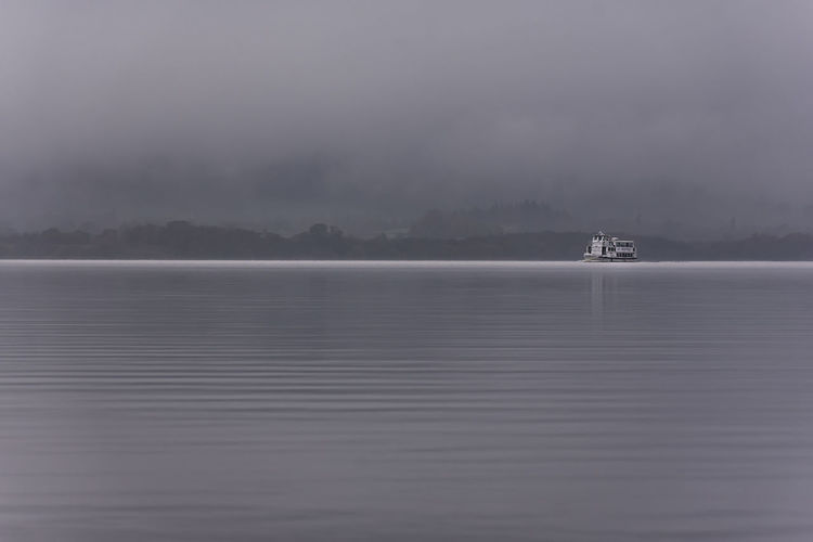 Scenic view of sea in foggy weather
