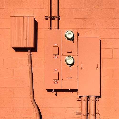Close-up of electrical equipment on a wall