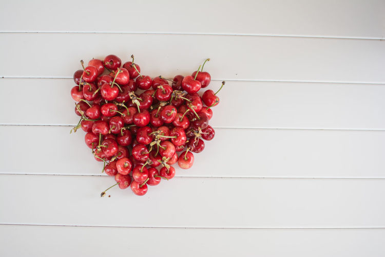Heart shape made of cherries