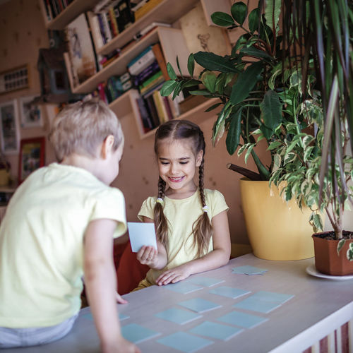 Cute kids playing indoors