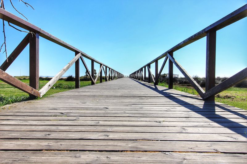 Footbridge against sky