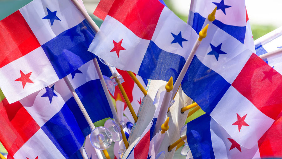 Set of panamanian flags during the celebration of national dates