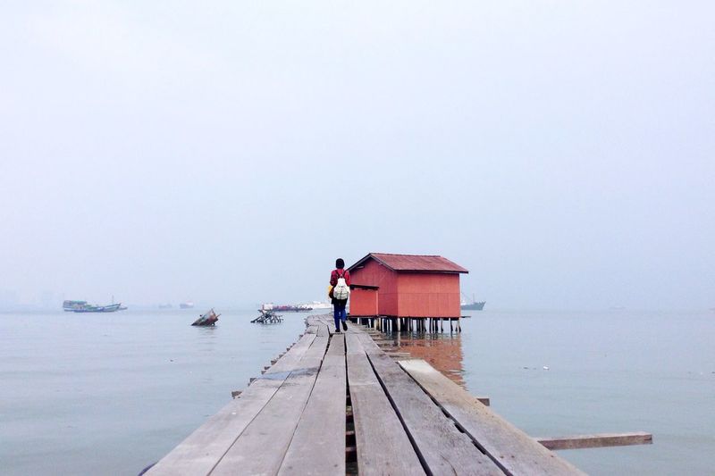 Wooden pier on sea