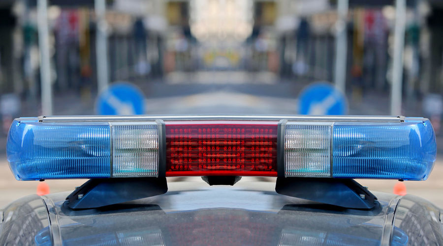 Close-up of siren on police car