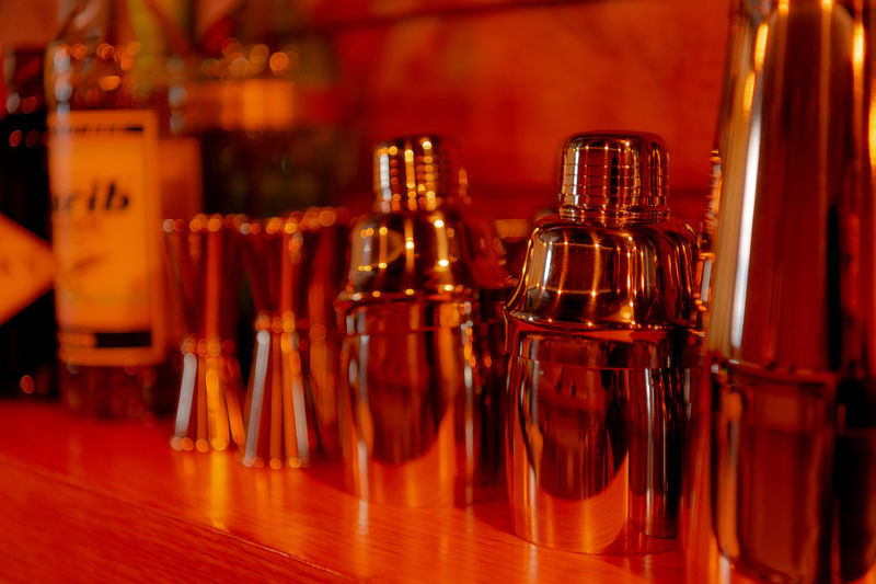 Close-up of bottles on table