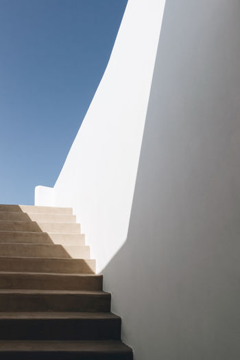 Low angle view of staircase against clear sky