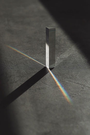 High angle view of prism on table