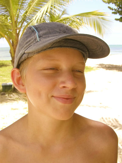 Portrait of young boy at beach