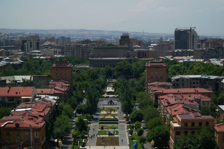 High angle view of buildings in the city of yerevan