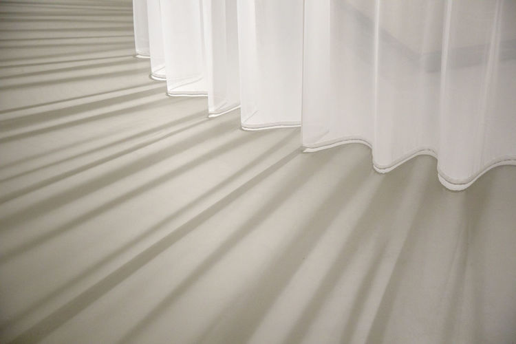 High angle view of white curtain