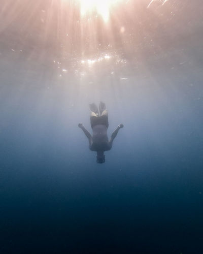 Man swimming undersea