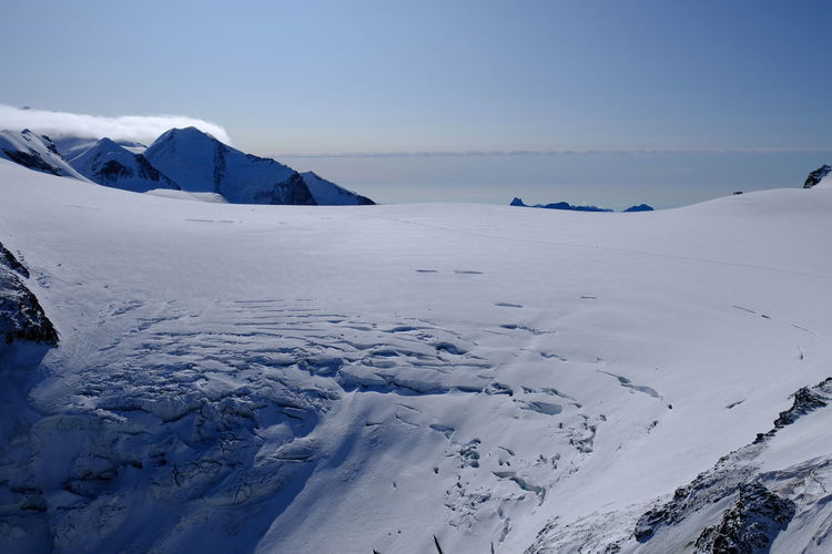 Scenic view of snow covered landscape against sky