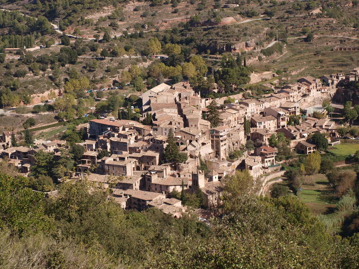 High angle view of small village