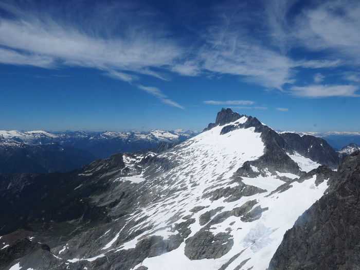 Scenic view of snowcapped mountains against sky at british columbia