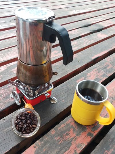 Close-up of coffee cup on table