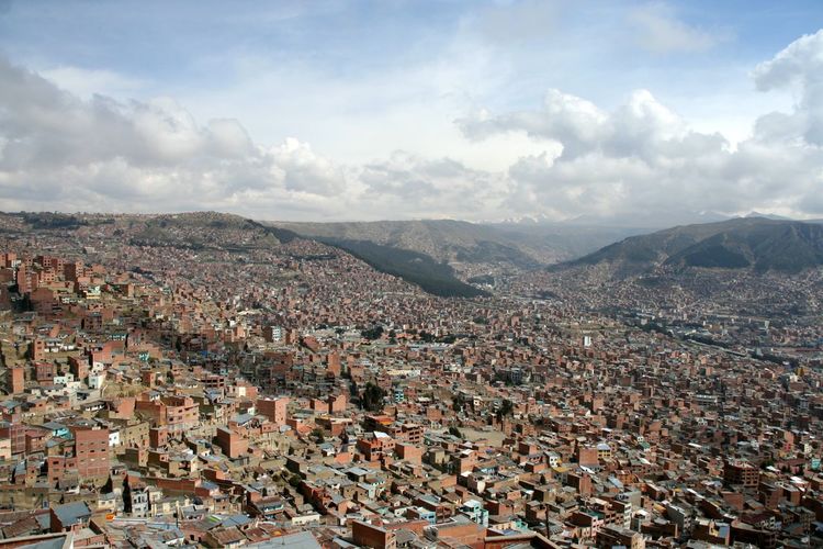 High angle view of bolivian cityscape