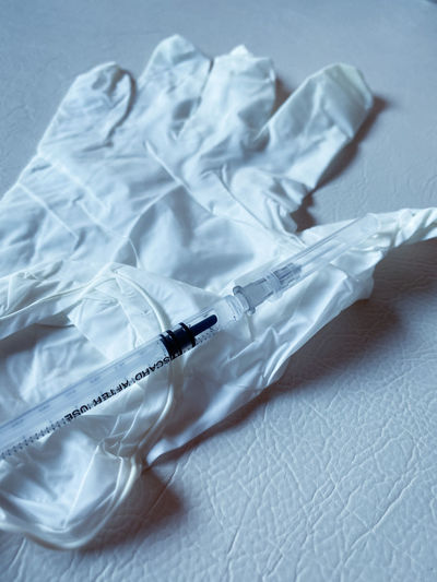 High angle view of paper on table