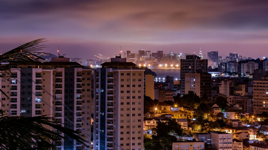 Long exposure urban night photography with buildings and lights of a brazilian city