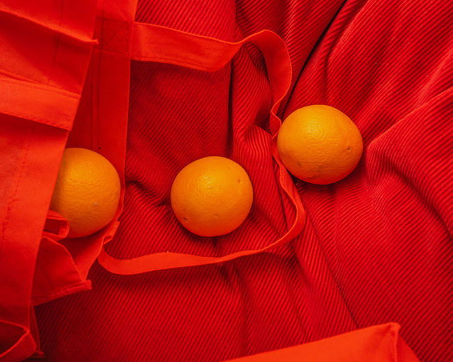 High angle view of orange fruit