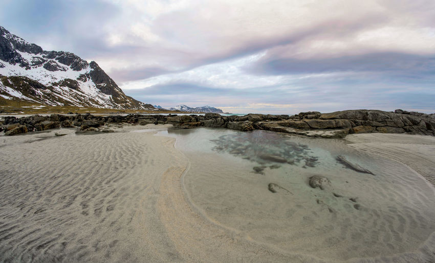 Scenic view of beach against sky